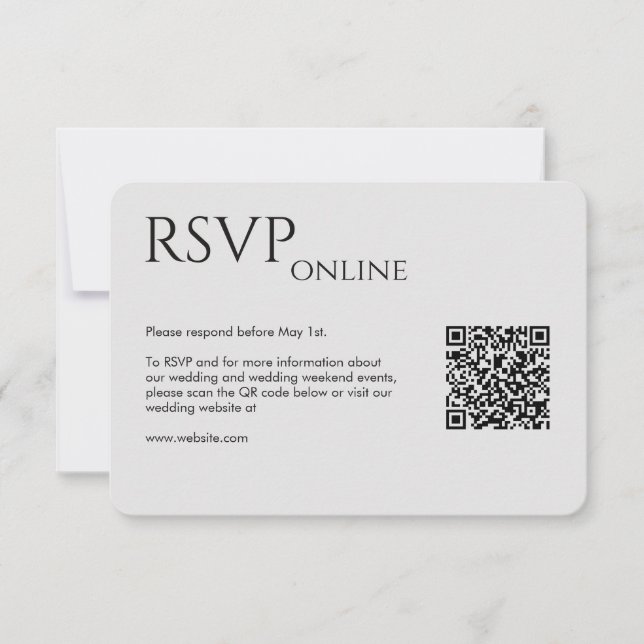 Elegant Modern Smoke Black Wedding RSVP Card (Front)