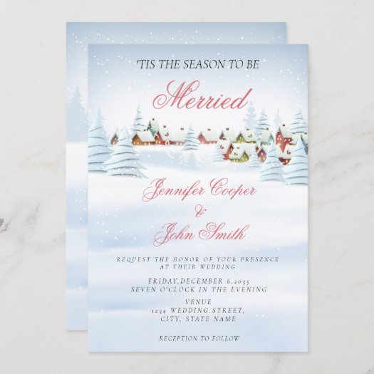 Elegant Modern Snowfall Christmas Winter Wedding  