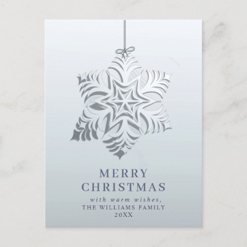 Elegant Modern Snowflake Christmas Greeting Holiday Postcard