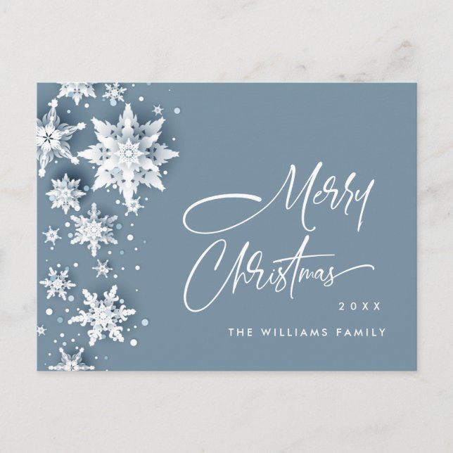 Elegant Modern Snowflakes Christmas Holiday Postcard (Front)