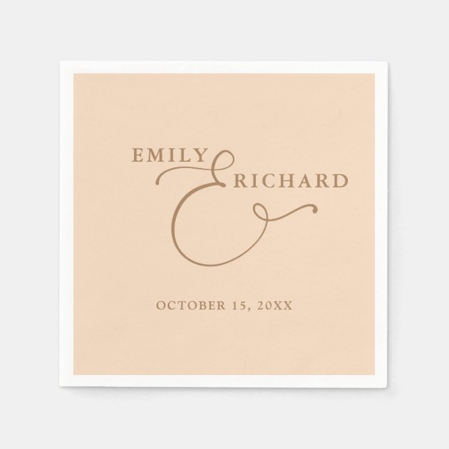 Elegant Modern Soft Peach Wedding Napkins (Front)