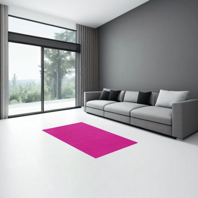Elegant Modern Solid Color Viva Magenta Pink Rug (Insitu (Indoor 3))