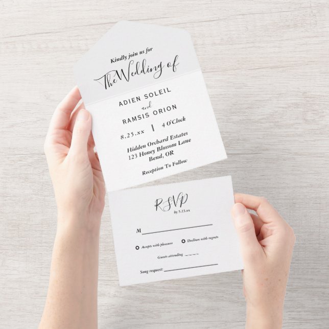 Elegant Modern Song Choice Wedding All In One Invi All In One Invitation (Tearaway)