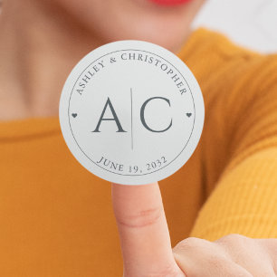 Elegant Modern Space Gray Wedding Classic Round Sticker