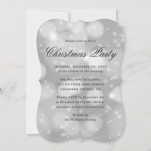Elegant Modern Sparkly Christmas Party Invitation (Front)