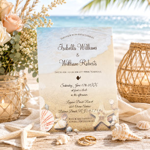 Elegant Modern Starfish Tropical Beach Wedding Invitation