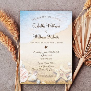 Elegant Modern Starfish Tropical Beach Wedding Invitation by Art_Design_by_Mylini at Zazzle