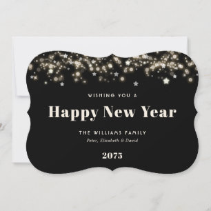 Elegant Modern Stars Black New Year Card