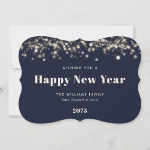 Elegant Modern Stars Blue New Year Card
