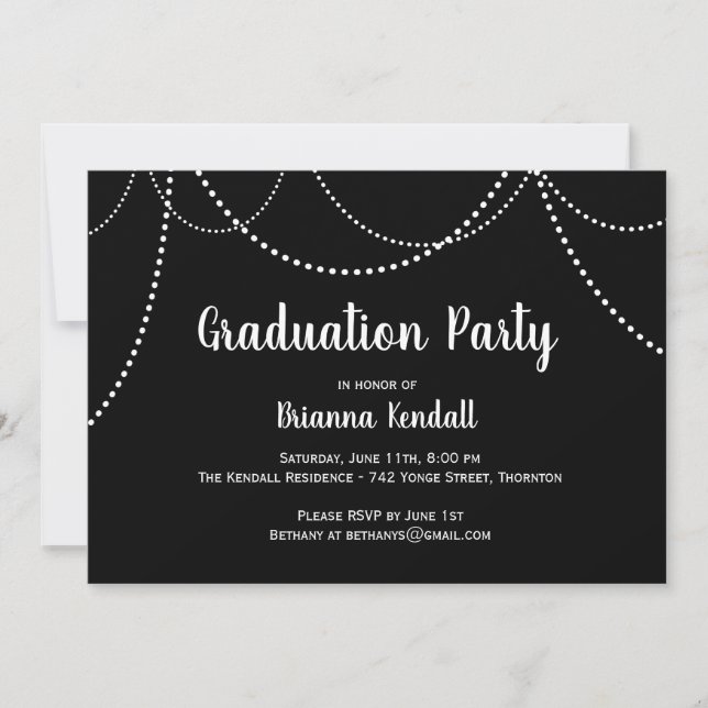 Elegant & Modern String Lights Graduation Invite (Front)