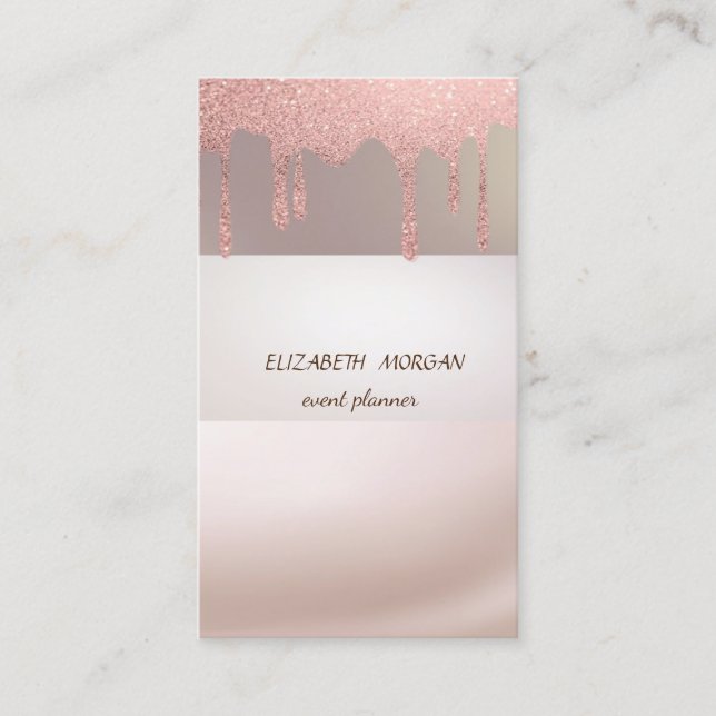 Elegant Modern  Stripe , Glitter Drops Business Card (Front)