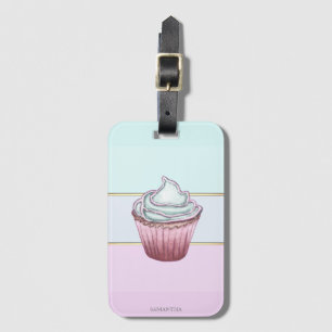 Elegant Modern Striped,Cupcake  Luggage Tag