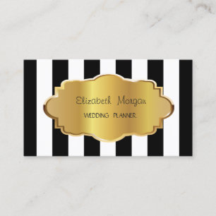 Elegant Modern Striped, Gold Frame Business Card