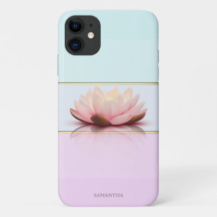 Elegant Modern Striped,Ombre Lotus iPhone 11 Case