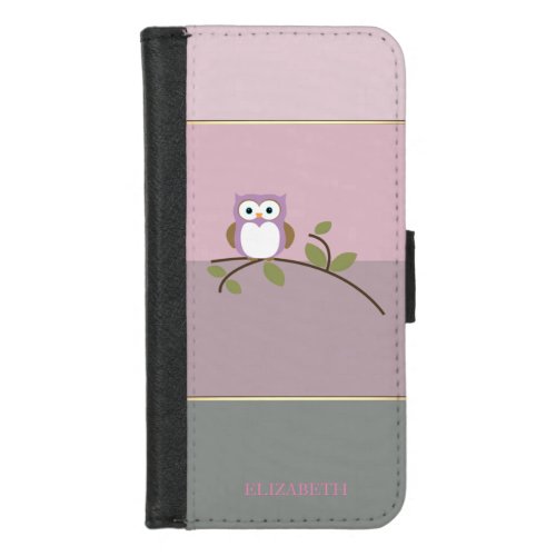 Elegant Modern StripedOmbreOwl  _Personalized iPhone 87 Wallet Case