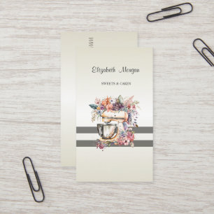 Elegant Modern,Striped,Pastry Floral Mixer Business Card