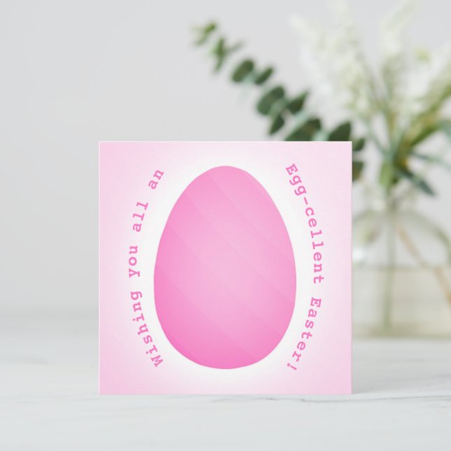 Elegant Modern Stripes Pink Lit Easter Egg Funny Holiday Card (Standing Front)