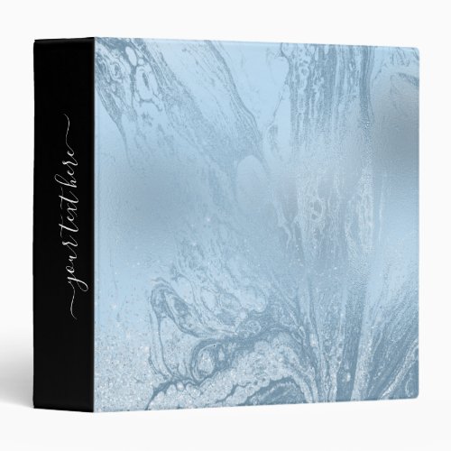 Elegant modern stylish baby blue marble glitter 3 ring binder