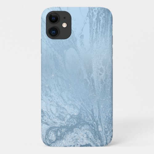 Elegant modern stylish baby blue marble glitter iPhone 11 case