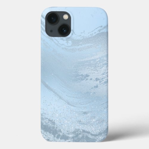 Elegant modern stylish baby blue marble glitter iPhone 13 case