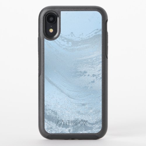 Elegant modern stylish baby blue marble glitter OtterBox symmetry iPhone XR case