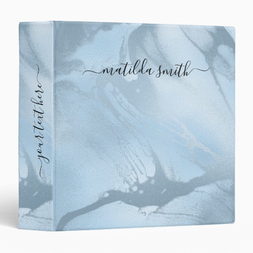 Elegant modern stylish baby blue marble look 3 ring binder