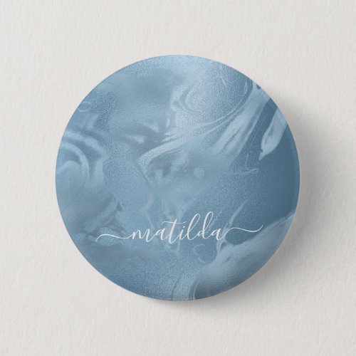 Elegant modern stylish baby blue marble look button