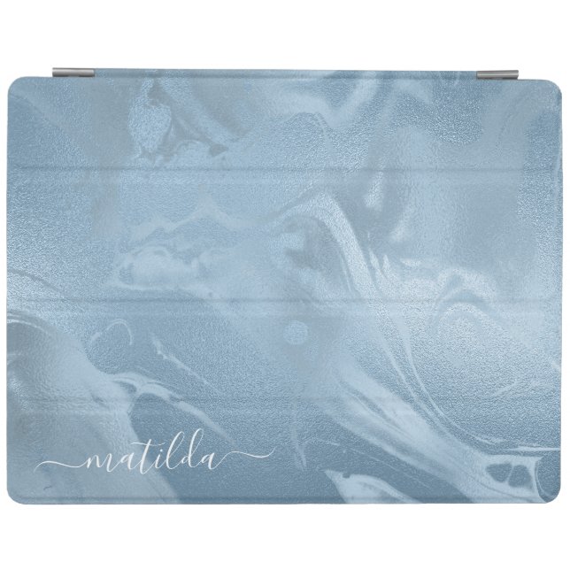 Elegant modern stylish baby blue marble look iPad smart cover (Horizontal)