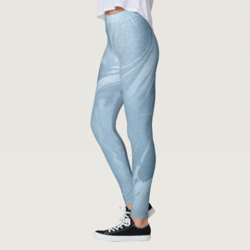 Elegant modern stylish baby blue marble look leggings