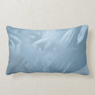 Elegant modern stylish baby blue marble look lumbar pillow