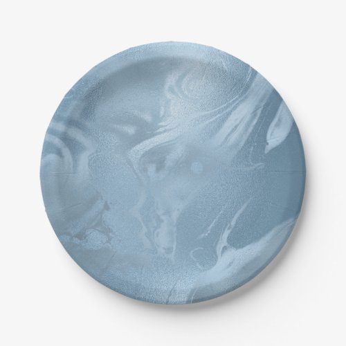 Elegant modern stylish baby blue marble look paper plates