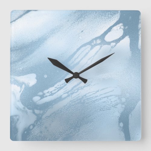 Elegant modern stylish baby blue marble look square wall clock