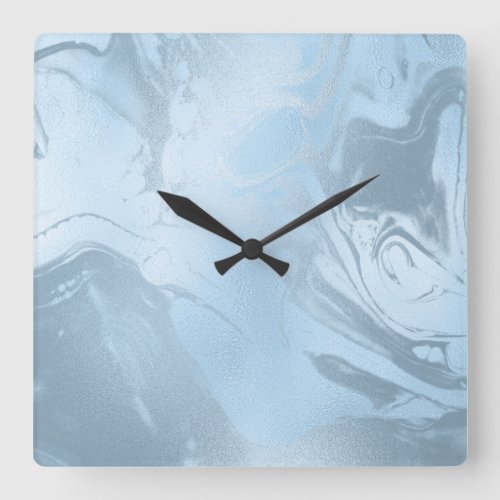 Elegant modern stylish baby blue marble look square wall clock