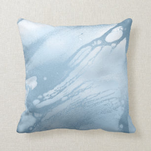 Elegant modern stylish baby blue metallic marble throw pillow