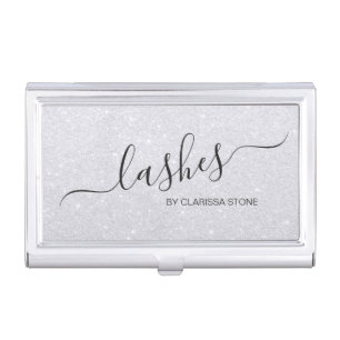 Elegant modern stylish chick glitter lashes business card case