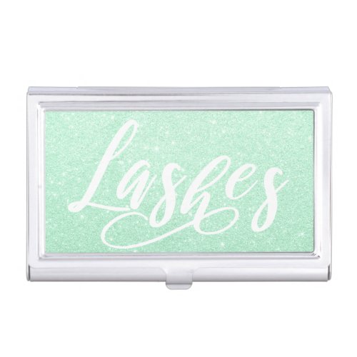 Elegant modern stylish chick glitter lashes business card case
