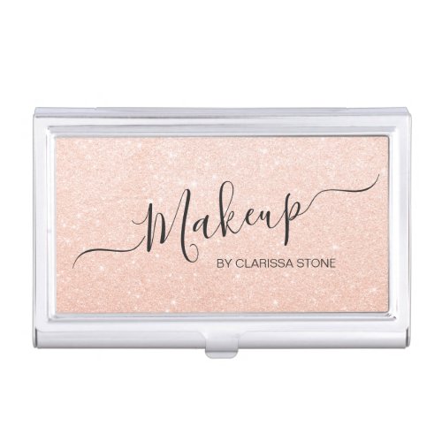 Elegant modern stylish chick glitter makeup business card case