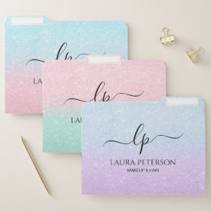 Elegant modern stylish colorful gradient glitter file folder