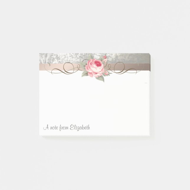 Elegant Modern Stylish,Flower-Personalized Post-it Notes (Front)
