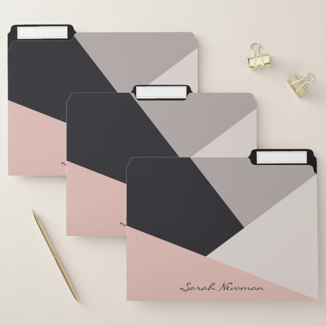 Elegant modern stylish geometric color block file folder (Set)