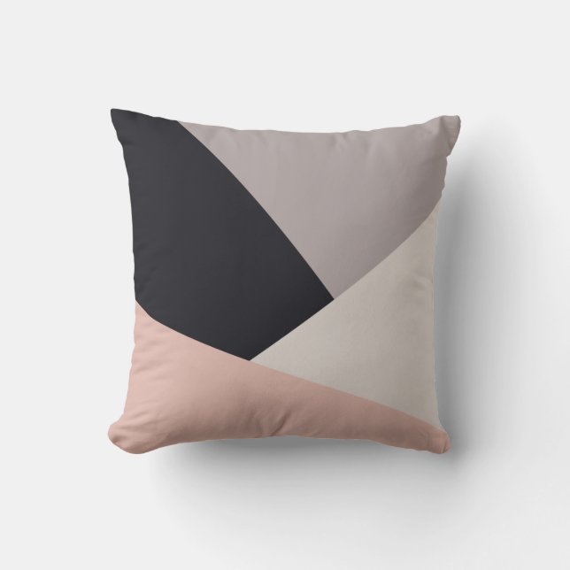 Elegant modern stylish geometric color block throw pillow (Front)