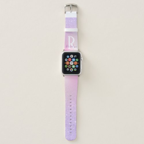 Elegant modern stylish girly ombre purple glitter apple watch band