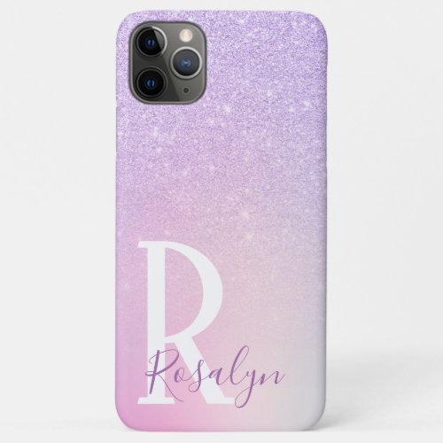 Elegant modern stylish girly ombre purple glitter iPhone 11 pro max case