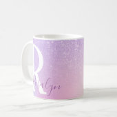Elegant modern stylish girly ombre purple glitter coffee mug (Front Left)