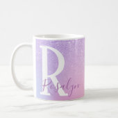 Elegant modern stylish girly ombre purple glitter coffee mug (Left)