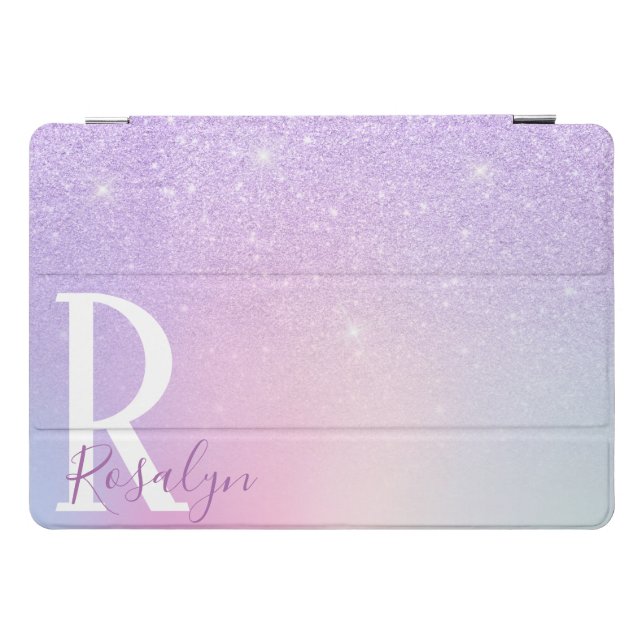 Elegant modern stylish girly ombre purple glitter iPad pro cover (Horizontal)