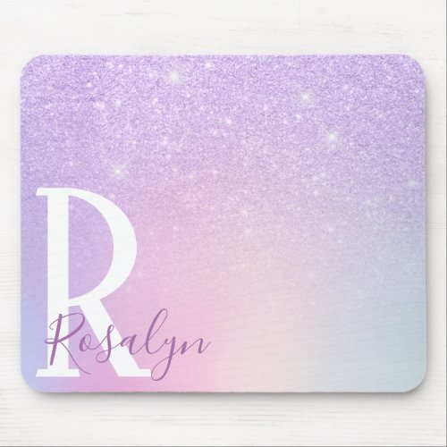 Elegant modern stylish girly ombre purple glitter mouse pad