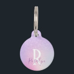 Elegant modern stylish girly ombre purple glitter pet ID tag<br><div class="desc">This pretty pet ID tag design features gradient faux purple glitter,  rainbow background and elegant calligraphy font.</div>