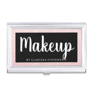 Elegant modern stylish glitter makeup artist business card case