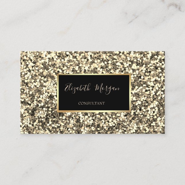 Elegant Modern Stylish Gold Glitter, Frame Business Card (Front)
